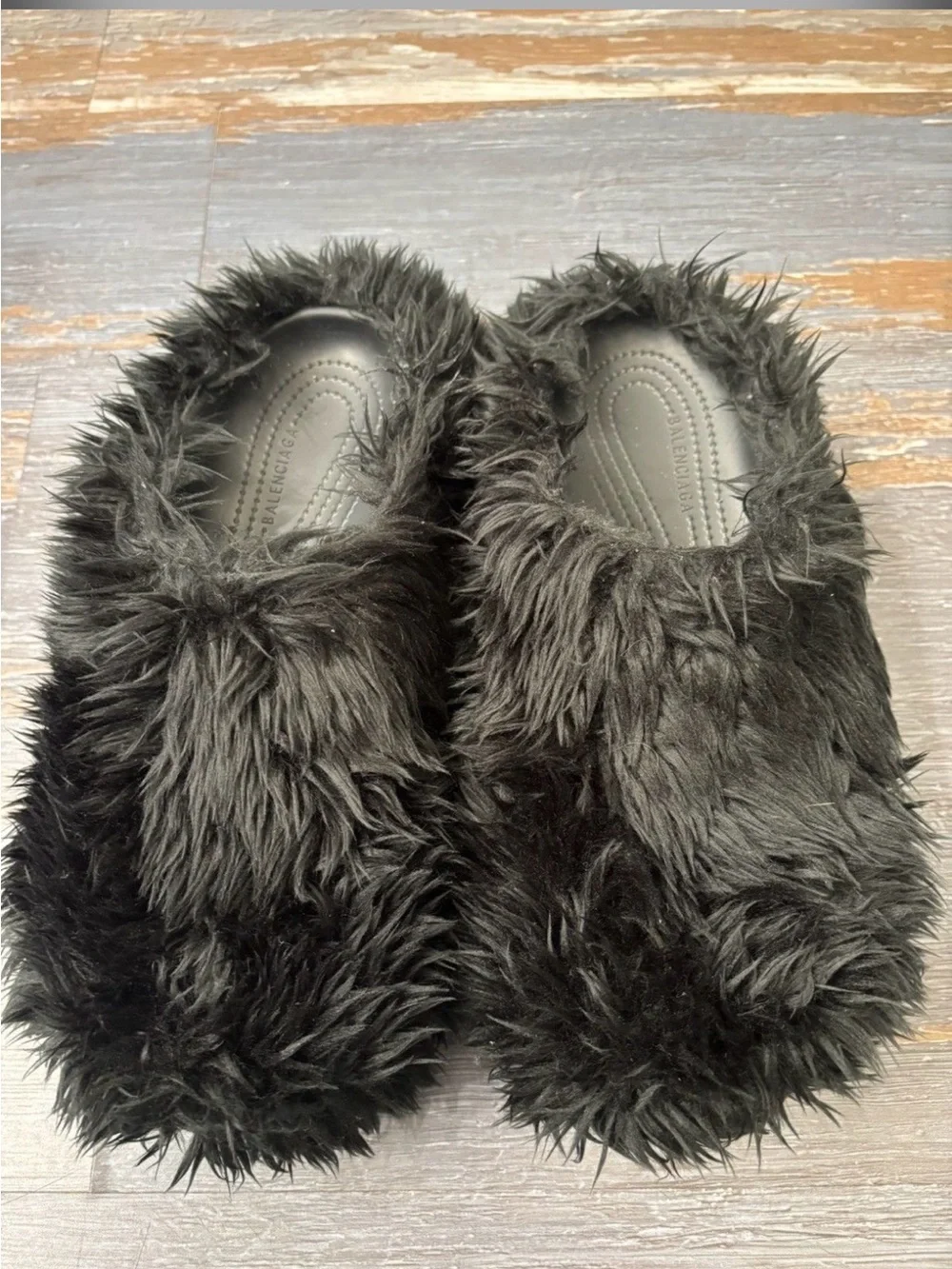 Balenciaga Fur Croc Slip On Sneakers
